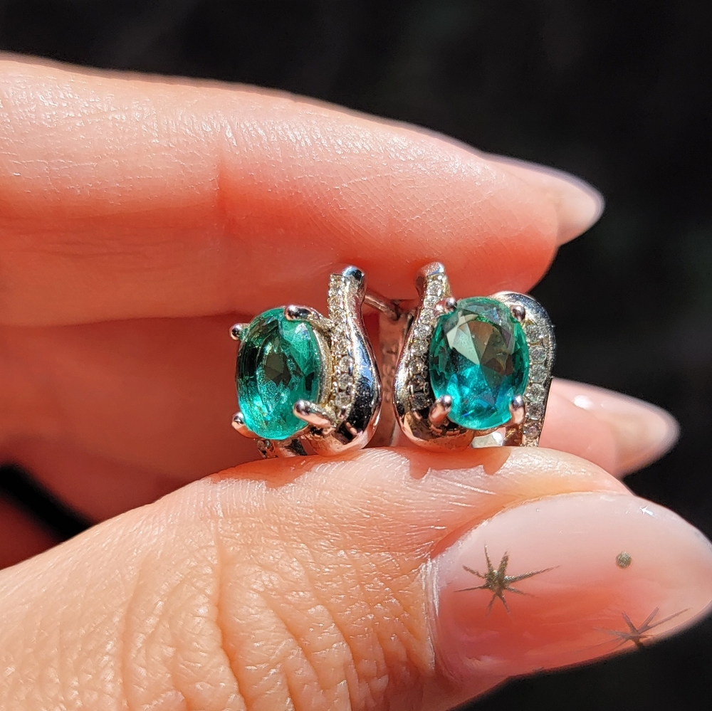 Teal leverback Earrings 925